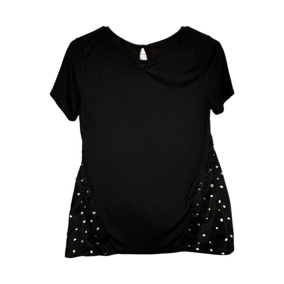Worthington Black Lace Blocked Blouse With White Dots, Small, Pre-owned - Picture 4 of 6